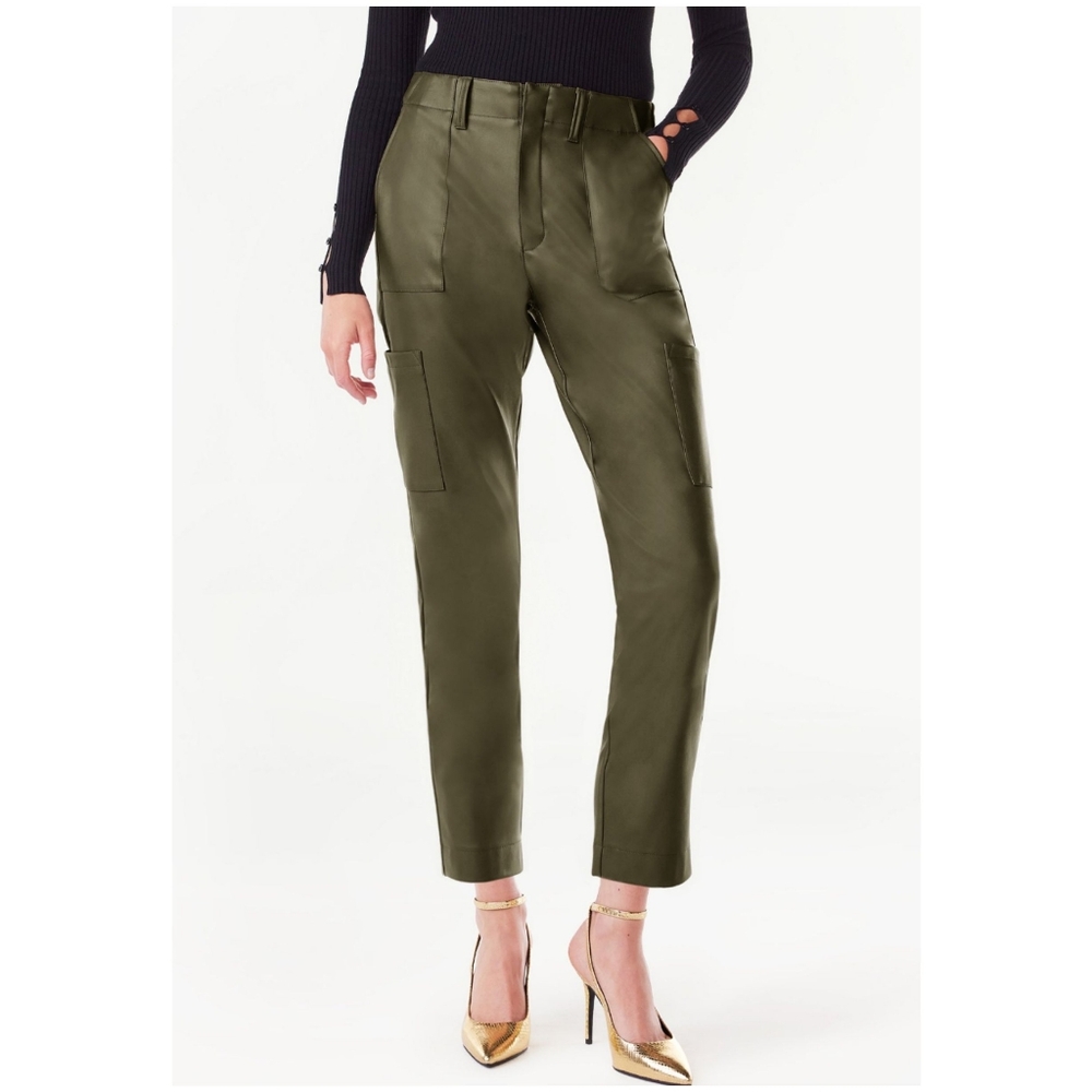 Scoop High Rise Faux‎ Leather Cargo Tapered Leg Pants